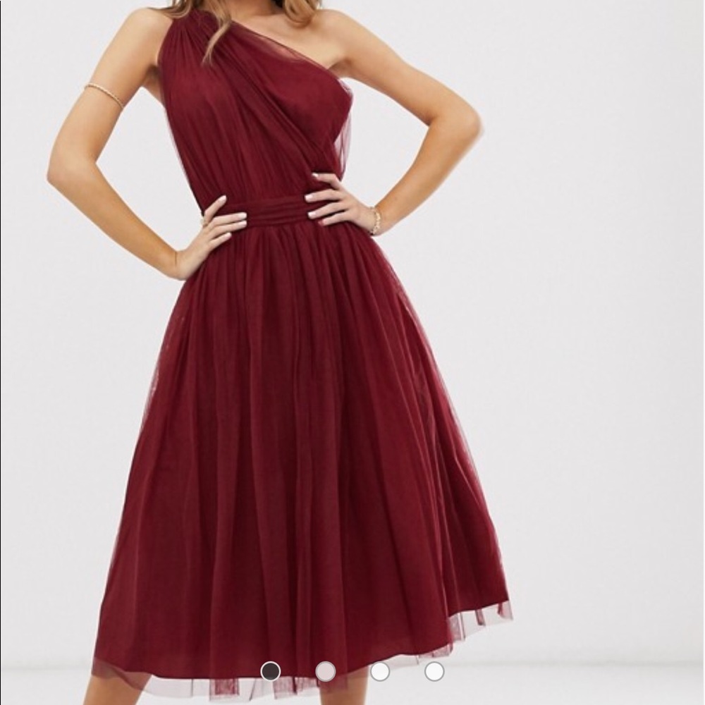 ASOS One Shoulder Tulle Midi Dress